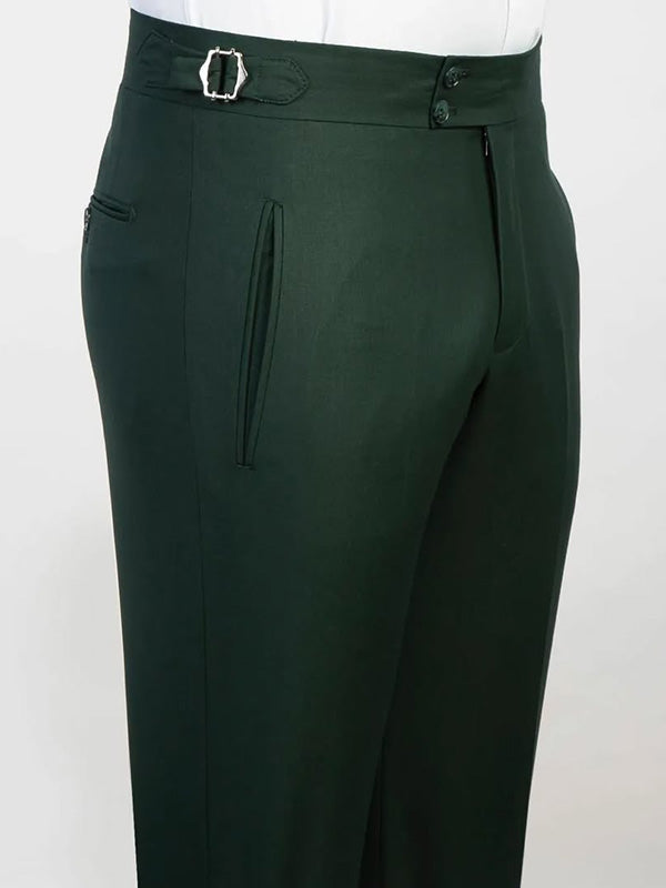 Green 3-piece single-breasted Peak Lapel suit