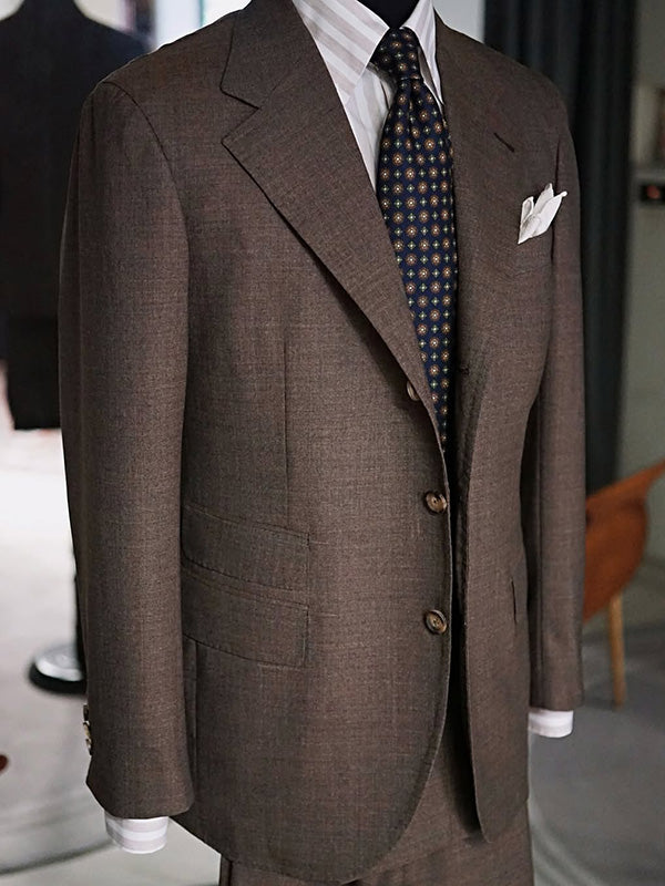 Dark brown 3-piece Single-breasted Notch Lapel suit