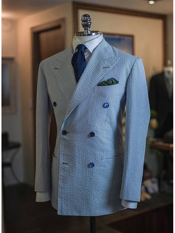Blue 2-piece double-breasted Peak Lapel suit
