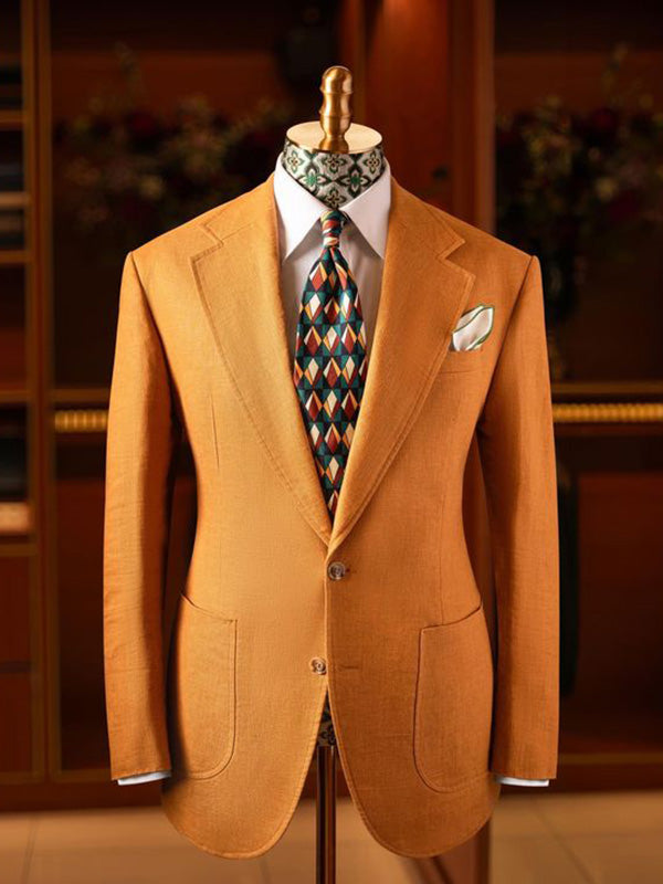 Orange 2 Piece 2 Button Notch Lapel Men's Suit