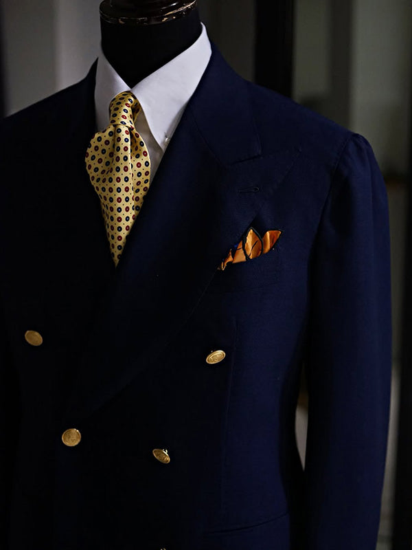 Navy blue 2-piece double-breasted Peak Lapel suit