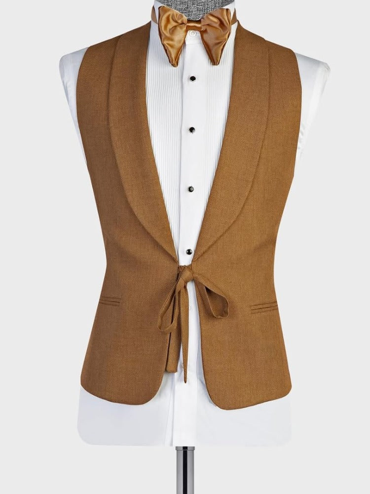 Brown 3-piece 1-button Shawl Lapel suit