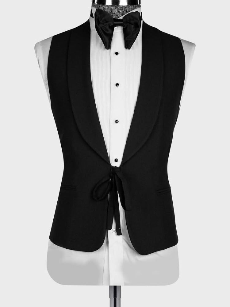 Black 3-piece 1-button Shawl Lapel suit