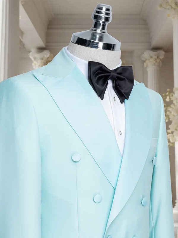Light blue 2-piece double-breasted Peak Lapel suit