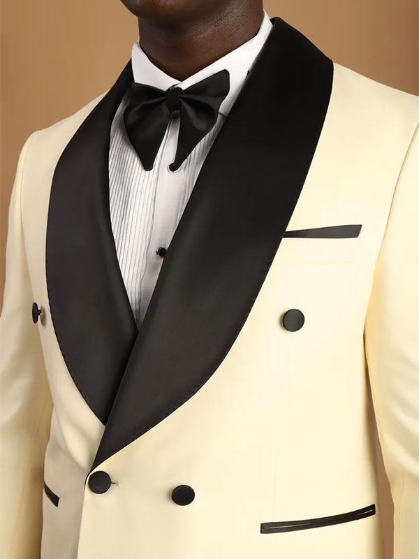 Champagne 2-piece double-breasted Shawl Lapel suit