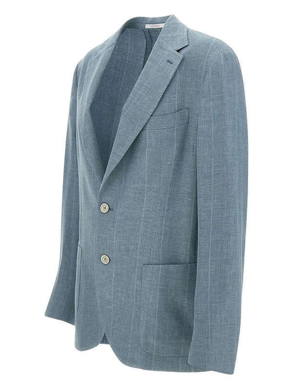Blue striped 2-piece 2-button Notch Lapel suit