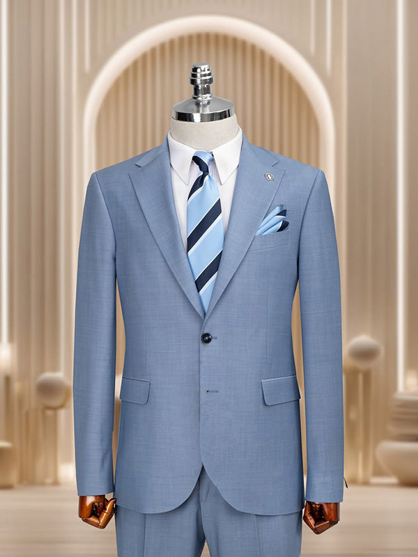 Blue 2-piece single-breasted Notch Lapel suit