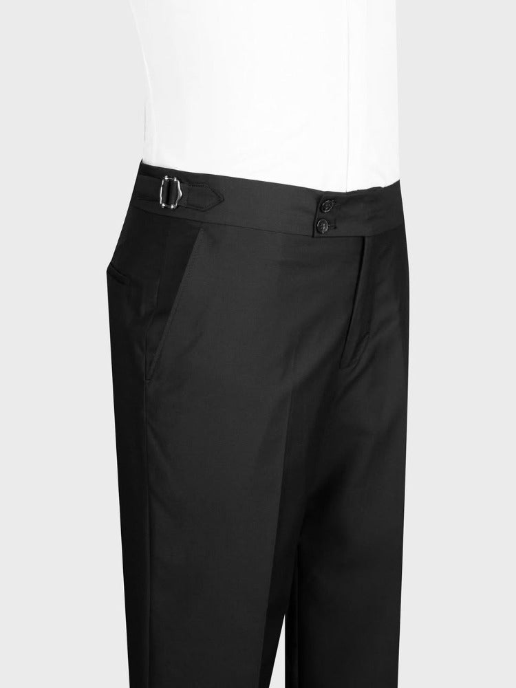 Black 3-piece 1-button Peak Lapel suit