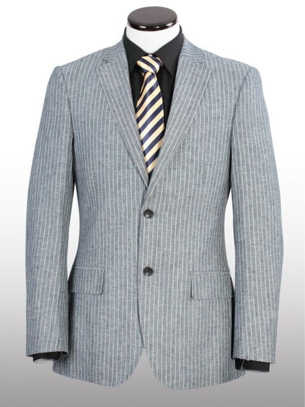 Grey striped 2-piece 2-button Notch Lapel suit