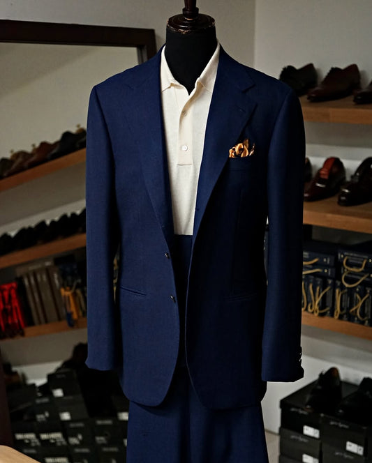 Blue 2-Piece Notch Lapel Single Breasted Business Suit
