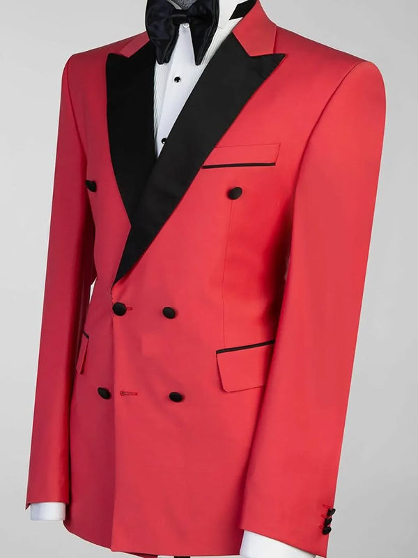 Red 2-piece Double-breasted Peak Lapel suit