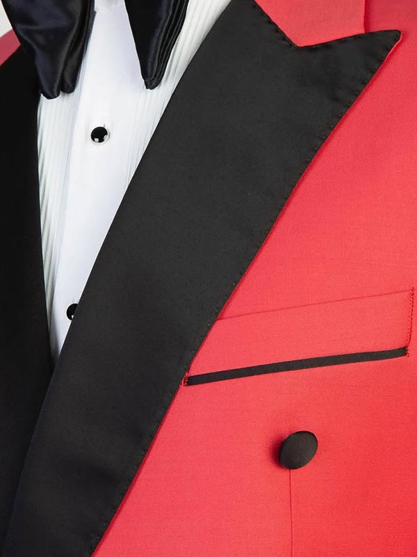 Red 2-piece Double-breasted Peak Lapel suit
