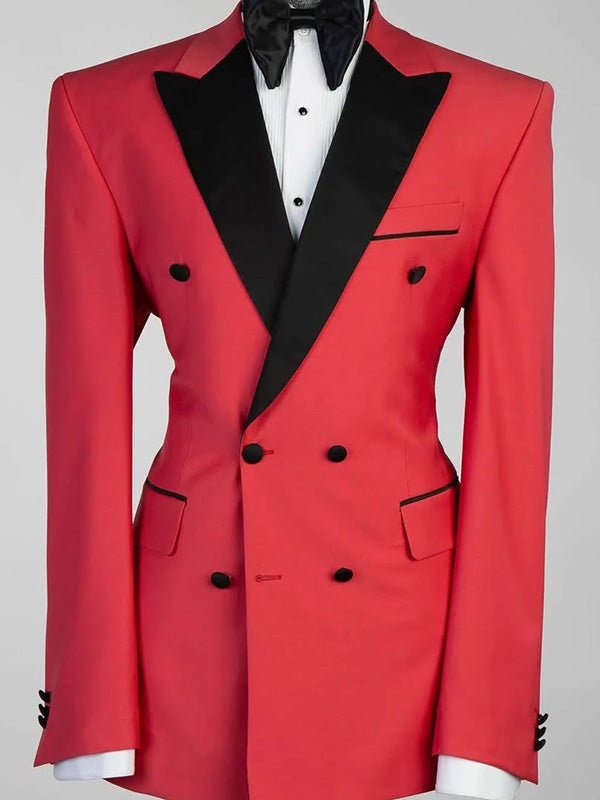 Red 2-piece Double-breasted Peak Lapel suit