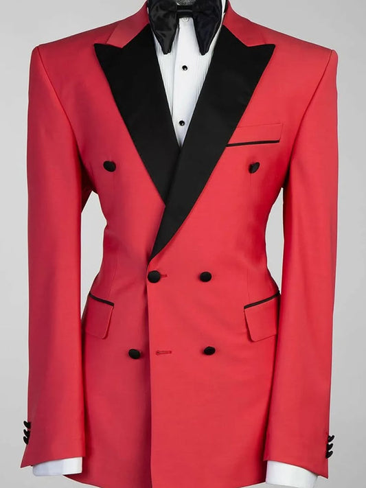 Red 2-piece Double-breasted Peak Lapel suit