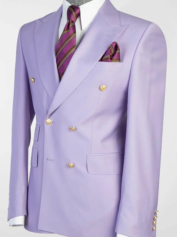 Purple 2-piece Double-breasted Peak Lapel suit