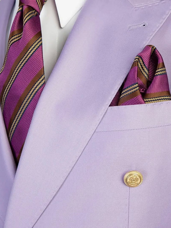 Purple 2-piece Double-breasted Peak Lapel suit
