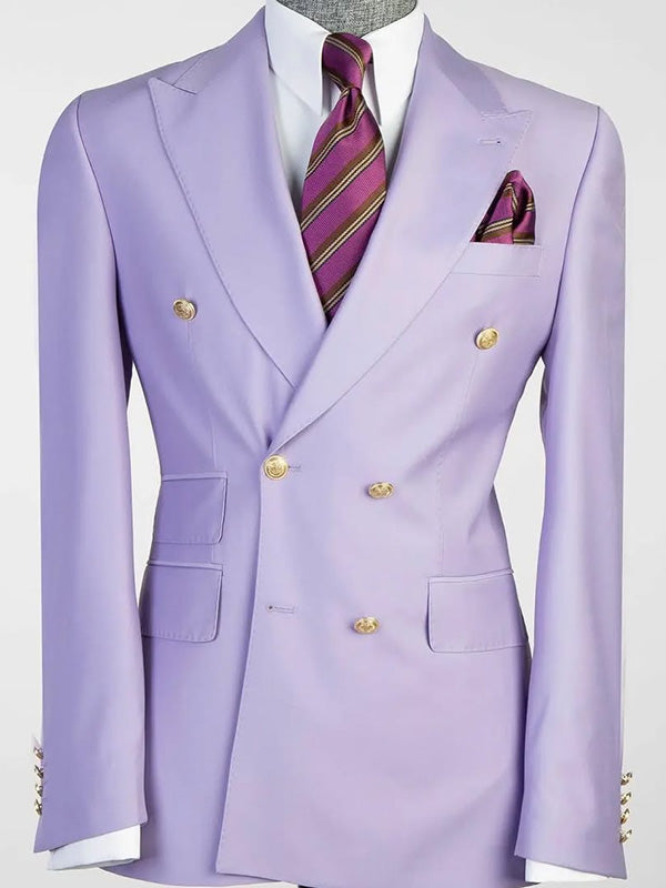 Purple 2-piece Double-breasted Peak Lapel suit