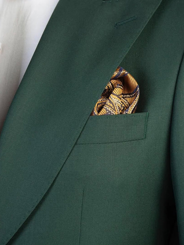 Green 3-piece single-breasted Peak Lapel suit