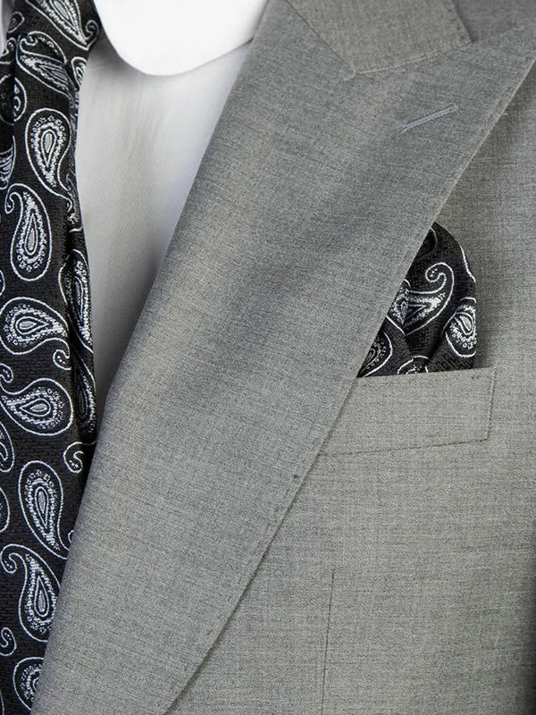 Grey 3-piece single-breasted Peak Lapel suit