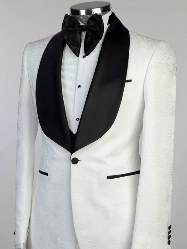 White 2-piece 1-button Shawl Lapel suit