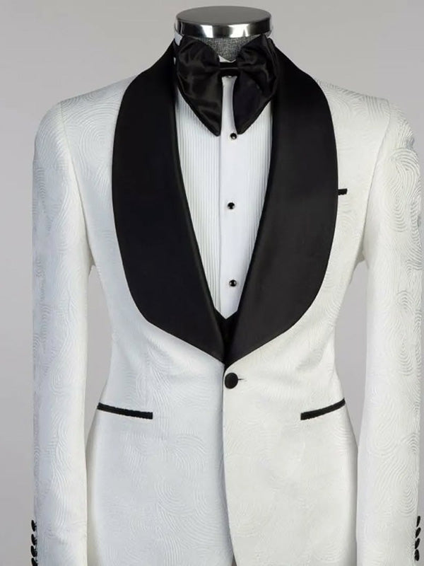 White 2-piece 1-button Shawl Lapel suit