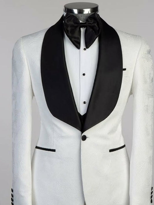 White 2-piece 1-button Shawl Lapel suit