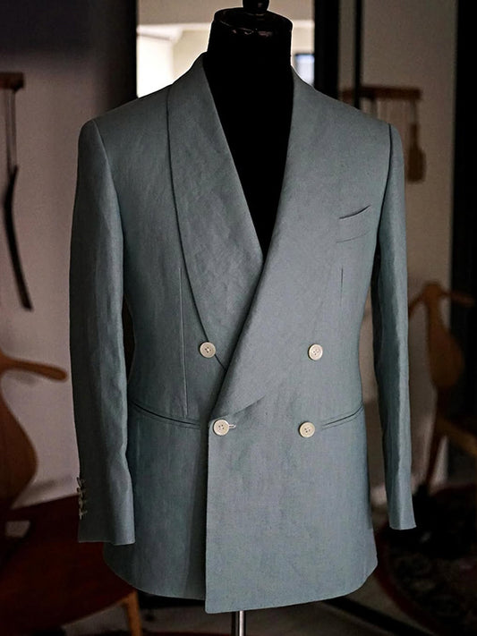 Gray 2-piece double-breasted Shawl Lapel suit