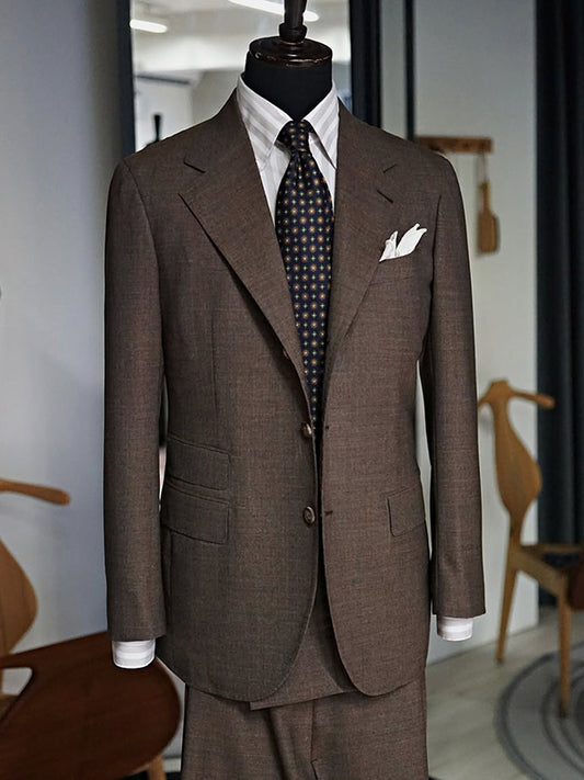 Dark brown 3-piece Single-breasted Notch Lapel suit