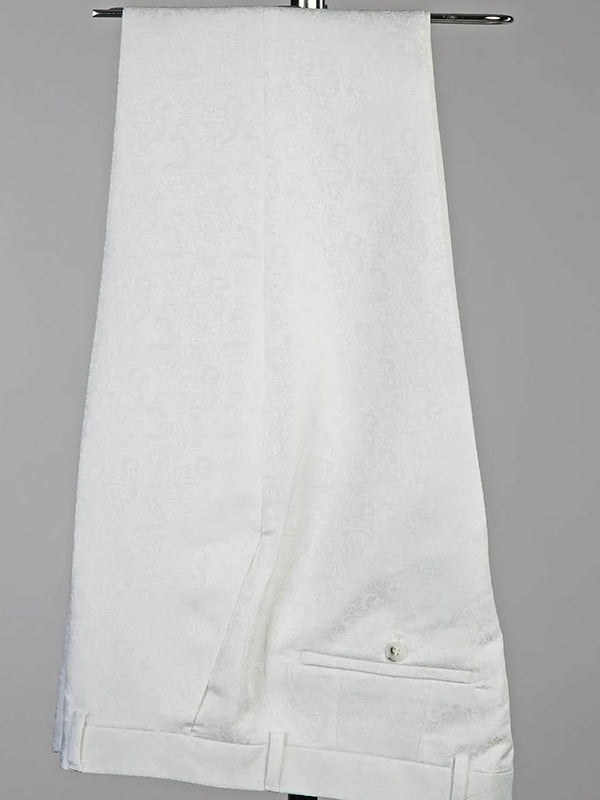 White Jacquard 3-piece 1-button Peak Lapel suit