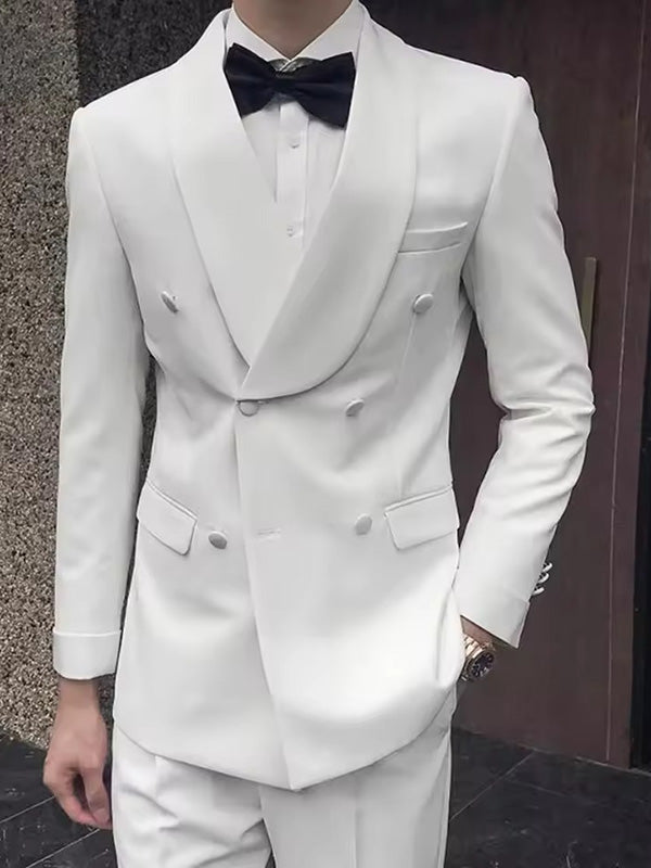 White 2-piece Shawl Lapel double-breasted suit