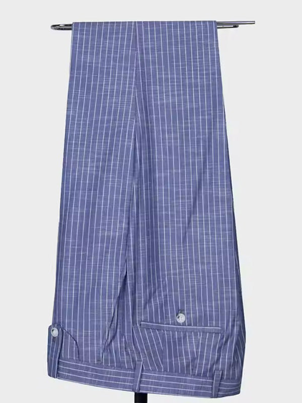 Blue striped 3-piece Peak Lapel single-breasted suit