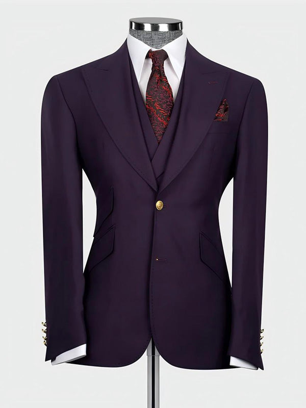 Brown 3-piece 1-button Notch Lapel suit