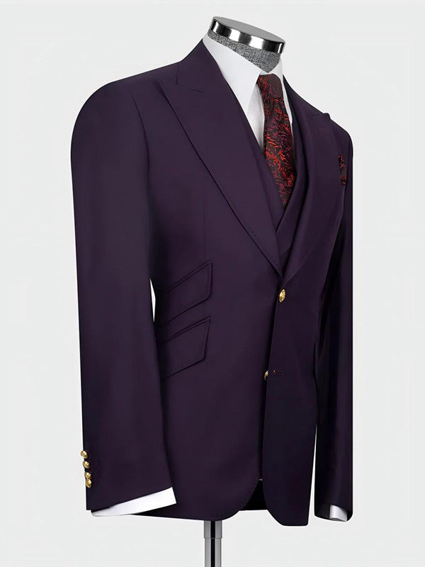Brown 3-piece 1-button Notch Lapel suit