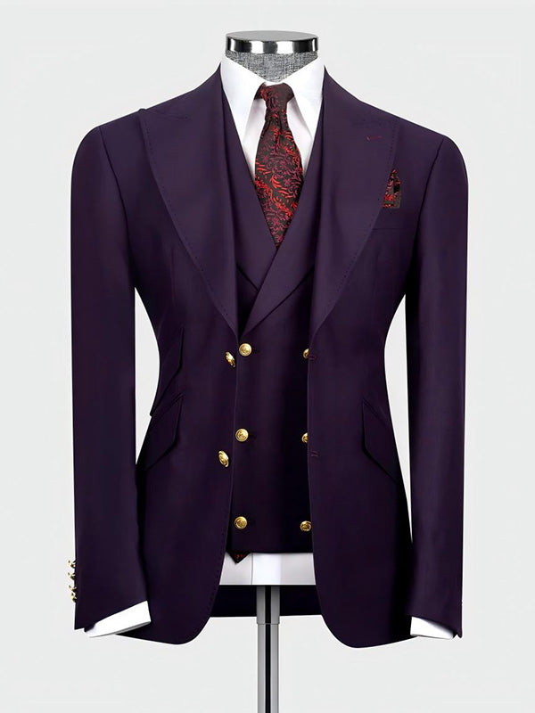 Brown 3-piece 1-button Notch Lapel suit