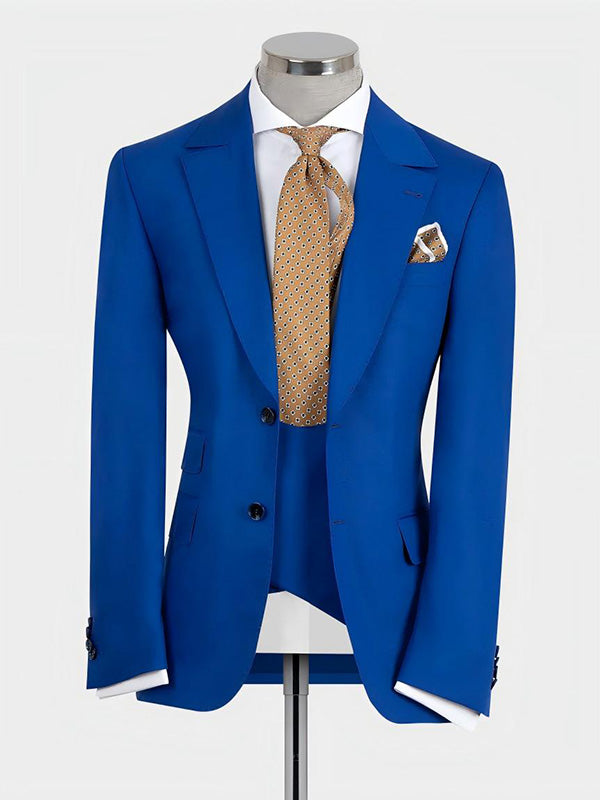 Blue 3-piece 2-button Notch Lapel suit