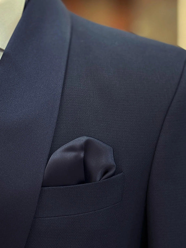 Navy blue 2-piece double-breasted Shawl Lapel suit
