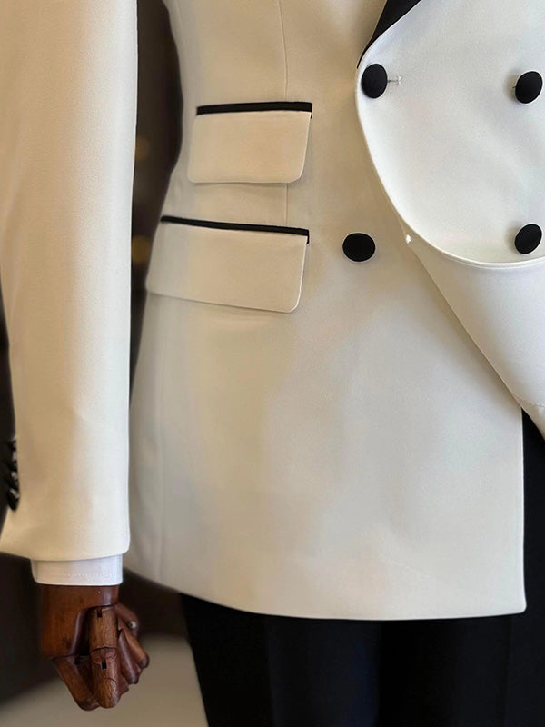 Classic White 2-piece double-breasted Peak Lapel suit