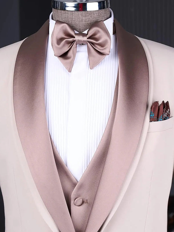 Champagne 3-piece 1-button Shawl Lapel suit