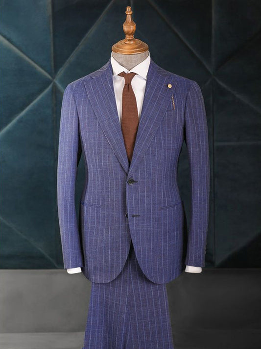 Blue Stripe 2-piece 1-button Notch Lapel suit