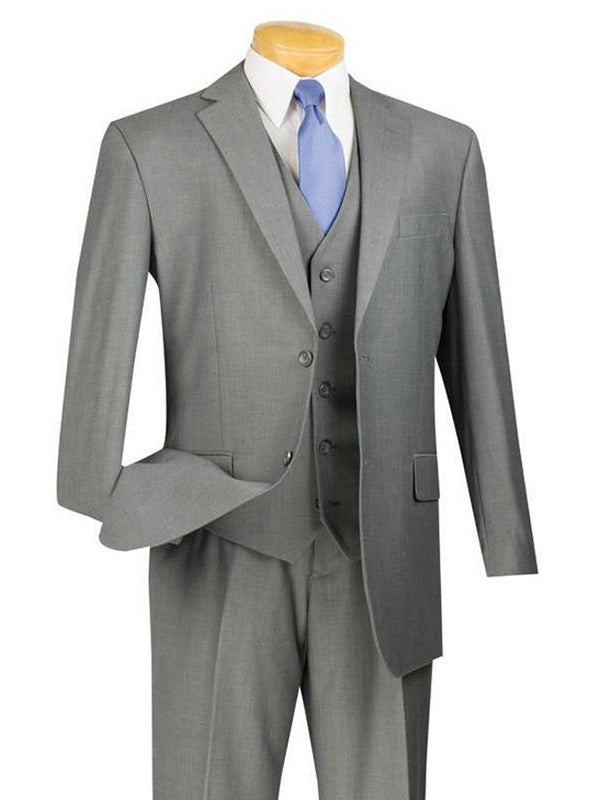 Gray 3-piece single-breasted Notch Lapel suit