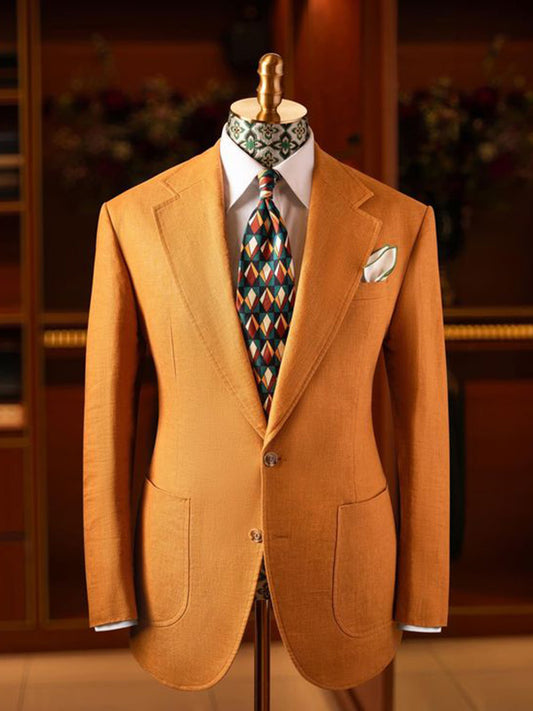Orange 2 Piece 2 Button Notch Lapel Men's Suit