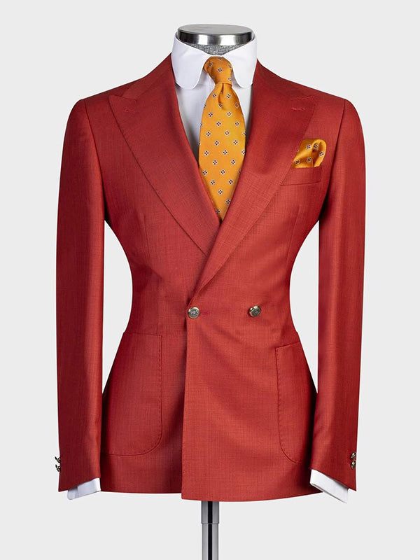 Burgundy 2-piece 2-button Peak Lapel suit