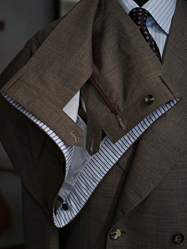 Dark Brown 2-Piece Peak Lapel Double-breasted Suit