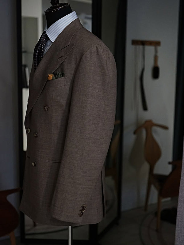 Dark Brown 2-Piece Peak Lapel Double-breasted Suit