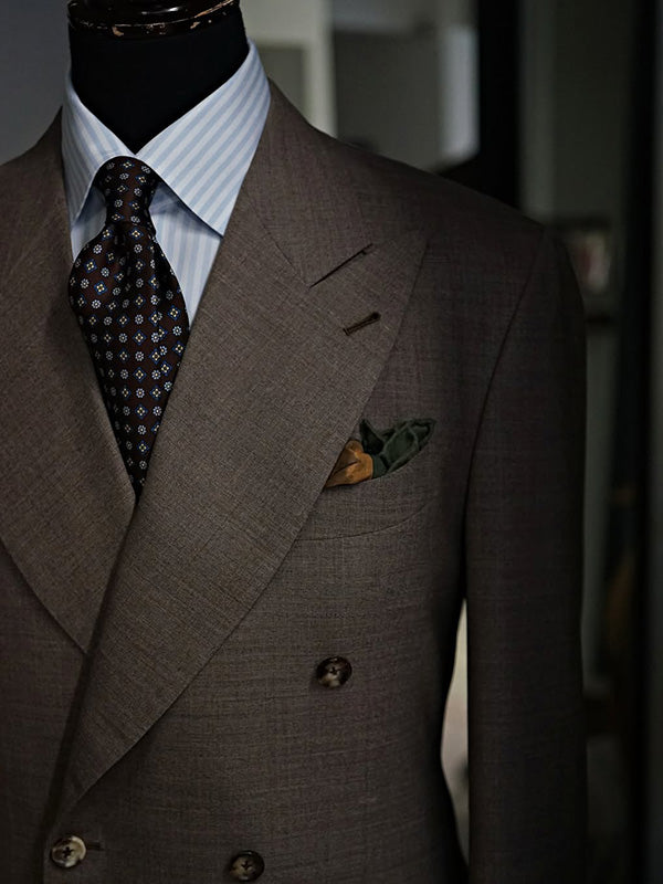 Dark Brown 2-Piece Peak Lapel Double-breasted Suit