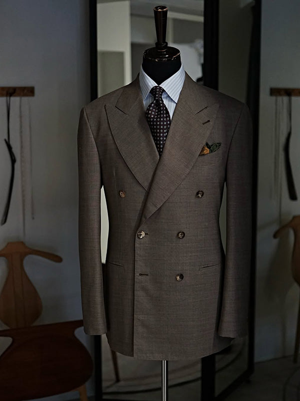 Dark Brown 2-Piece Peak Lapel Double-breasted Suit