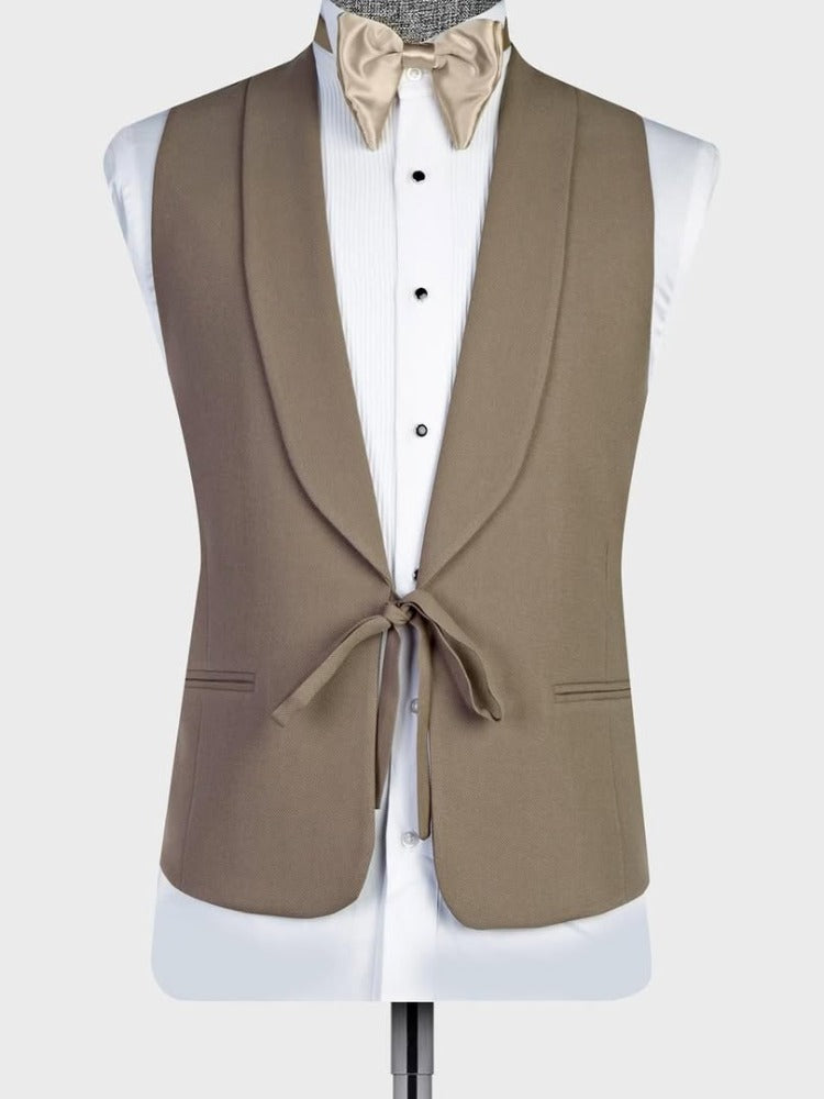 Brown 3-piece 1-button Shawl Lapel suit