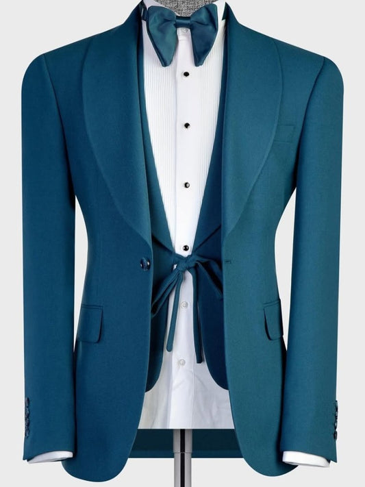 Green 3-piece 1-button Shawl Lapel suit
