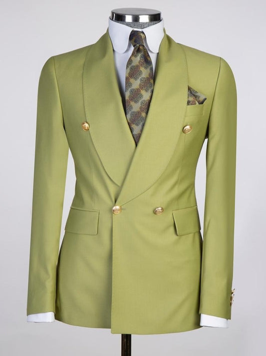Grass Green 3-piece 2-button Shawl Lapel suit
