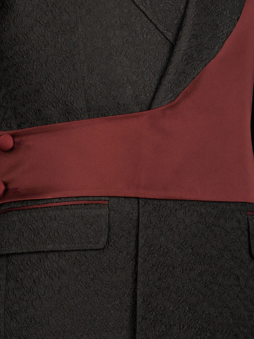 Chic Burgundy and Black Peak Lapel 2-Button 2-Piece Suit